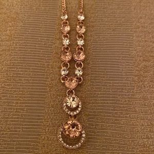 Givenchy rose gold colored necklace w/ gold colored stones. 19”-16” adjustable